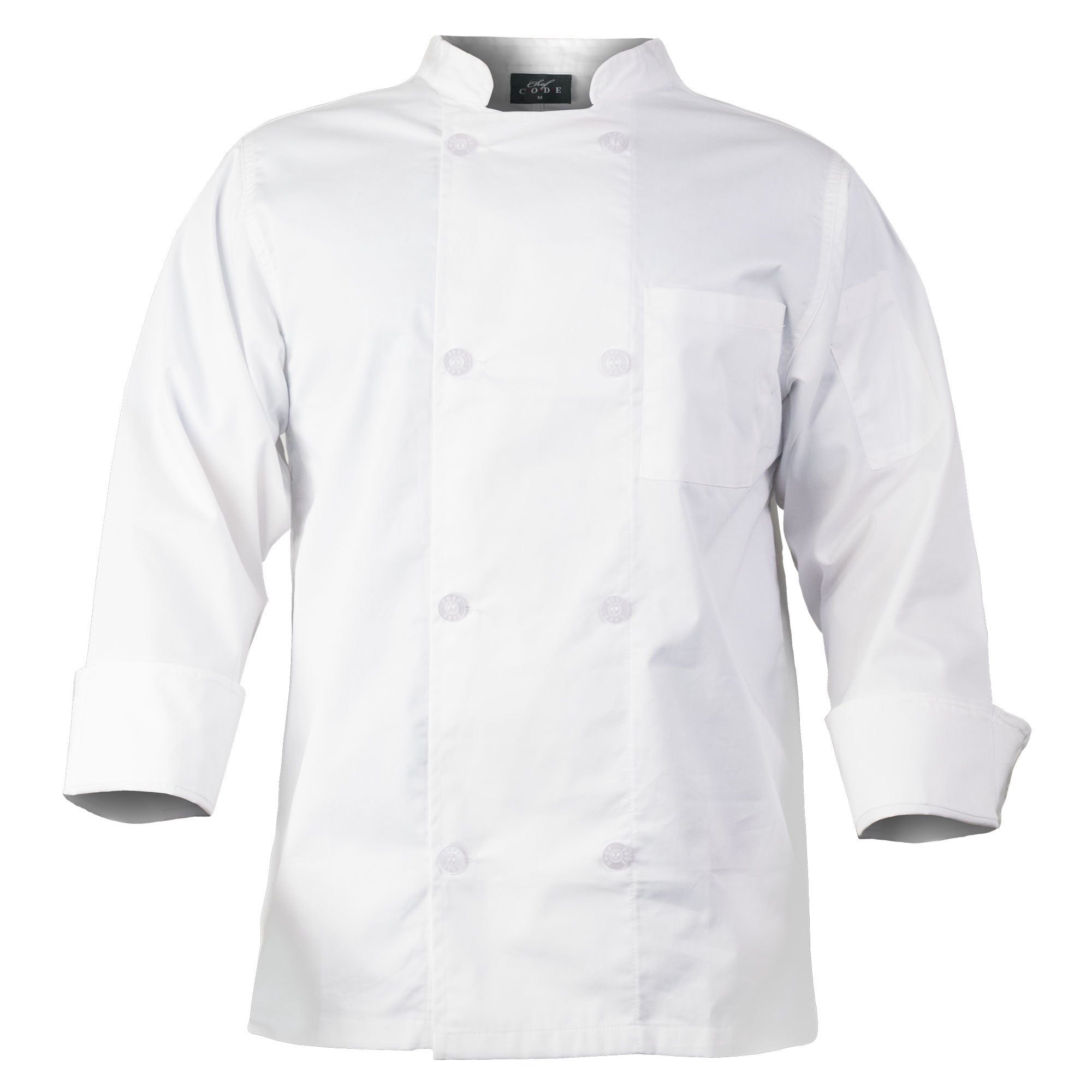 Chef Coat with 8 Pearl Buttons, Double Breasted Front