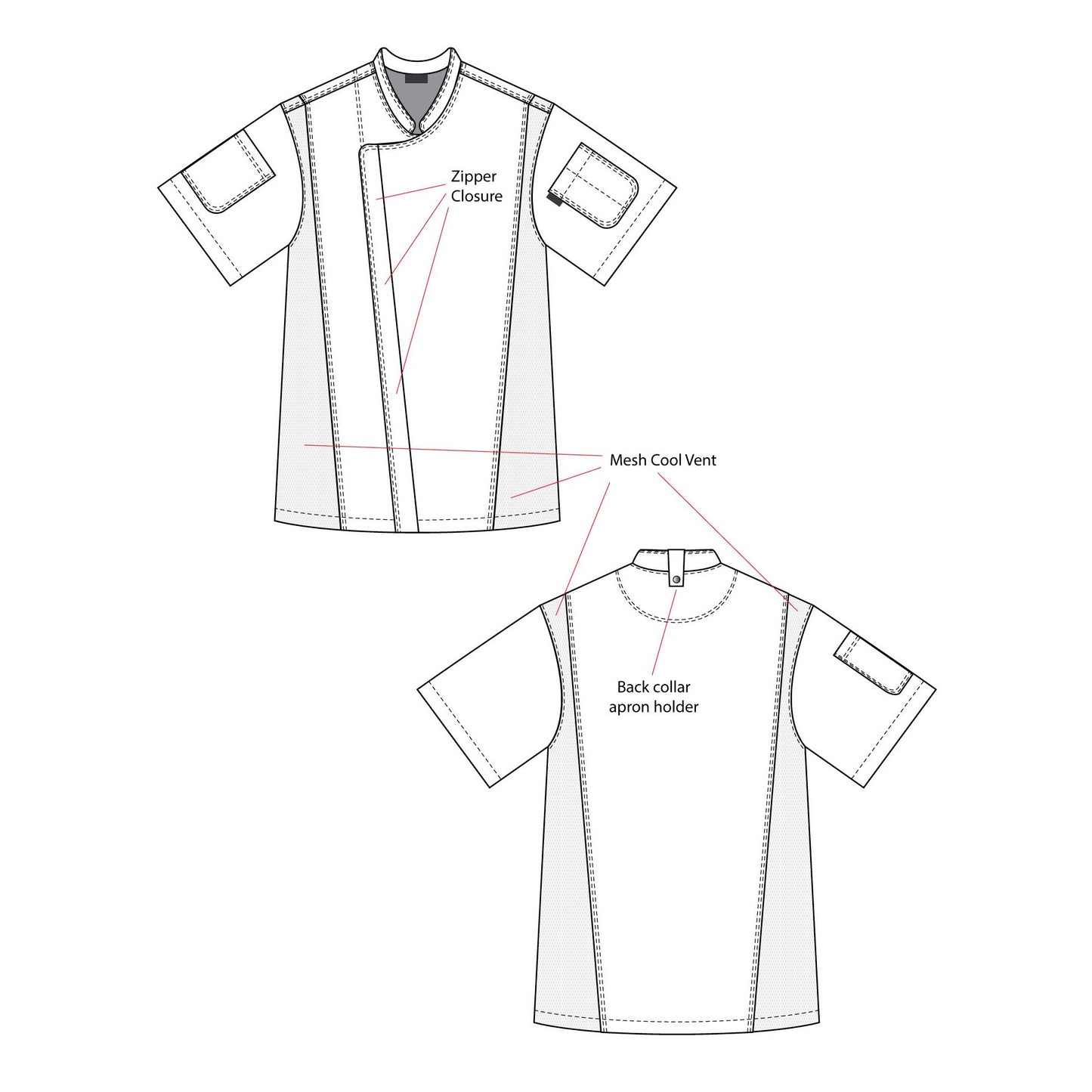 Chef Code Zip Front Cool Breeze Chef Coat