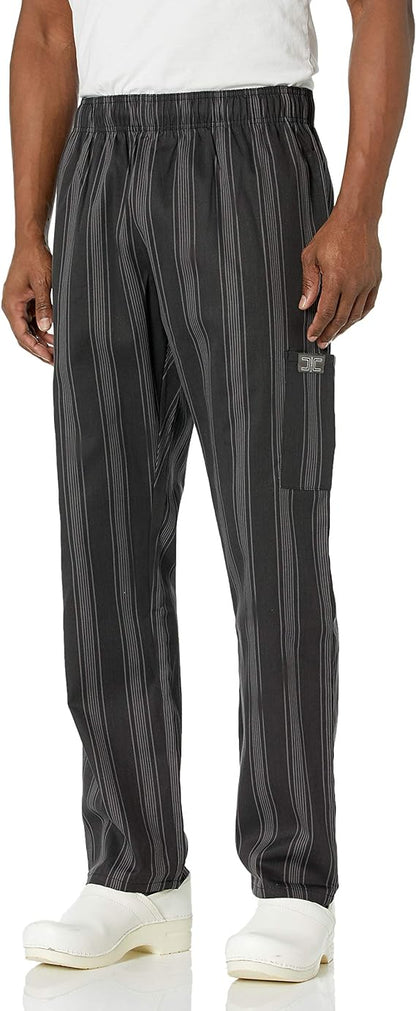 Unisex Modern Fit Chef Pants with Cargo Pockets, Elastic Waist, Core Colors