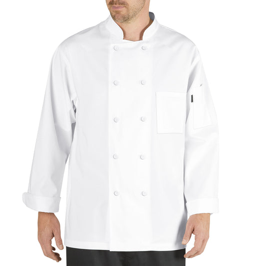 Lightweight Cool Breeze Chef Coat with Long-Sleeves and Mesh Vent Inlay