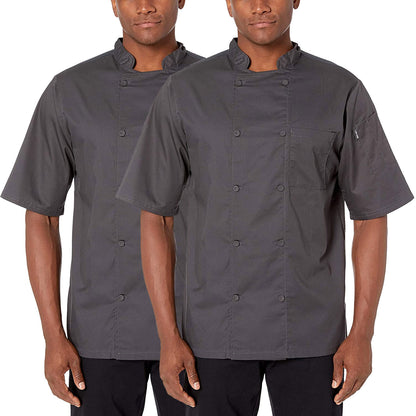 2-PACK Lightweight Cool Breeze Chef Coat Short Sleeve w/ Mesh Inlay