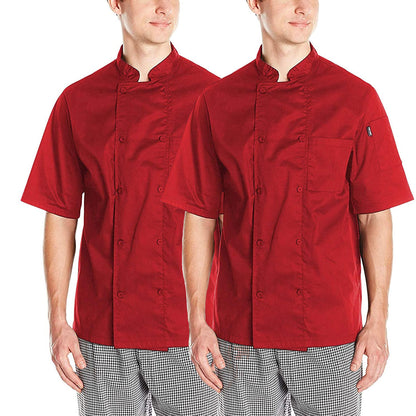 2-PACK Lightweight Cool Breeze Chef Coat Short Sleeve w/ Mesh Inlay