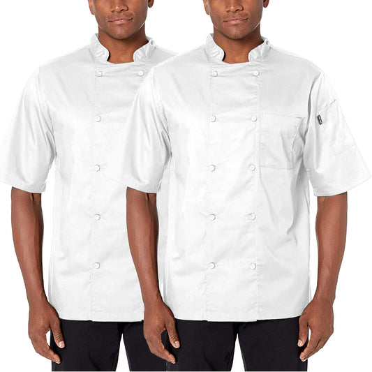2-PACK Lightweight Cool Breeze Chef Coat Short Sleeve w/ Mesh Inlay
