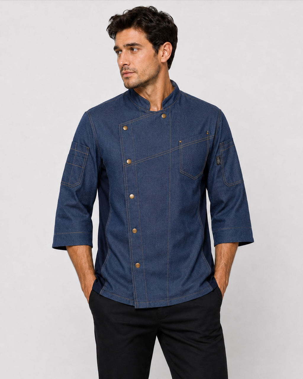 Modern Fit 3/4 Sleeve Cool Breeze Denim Chef Coat