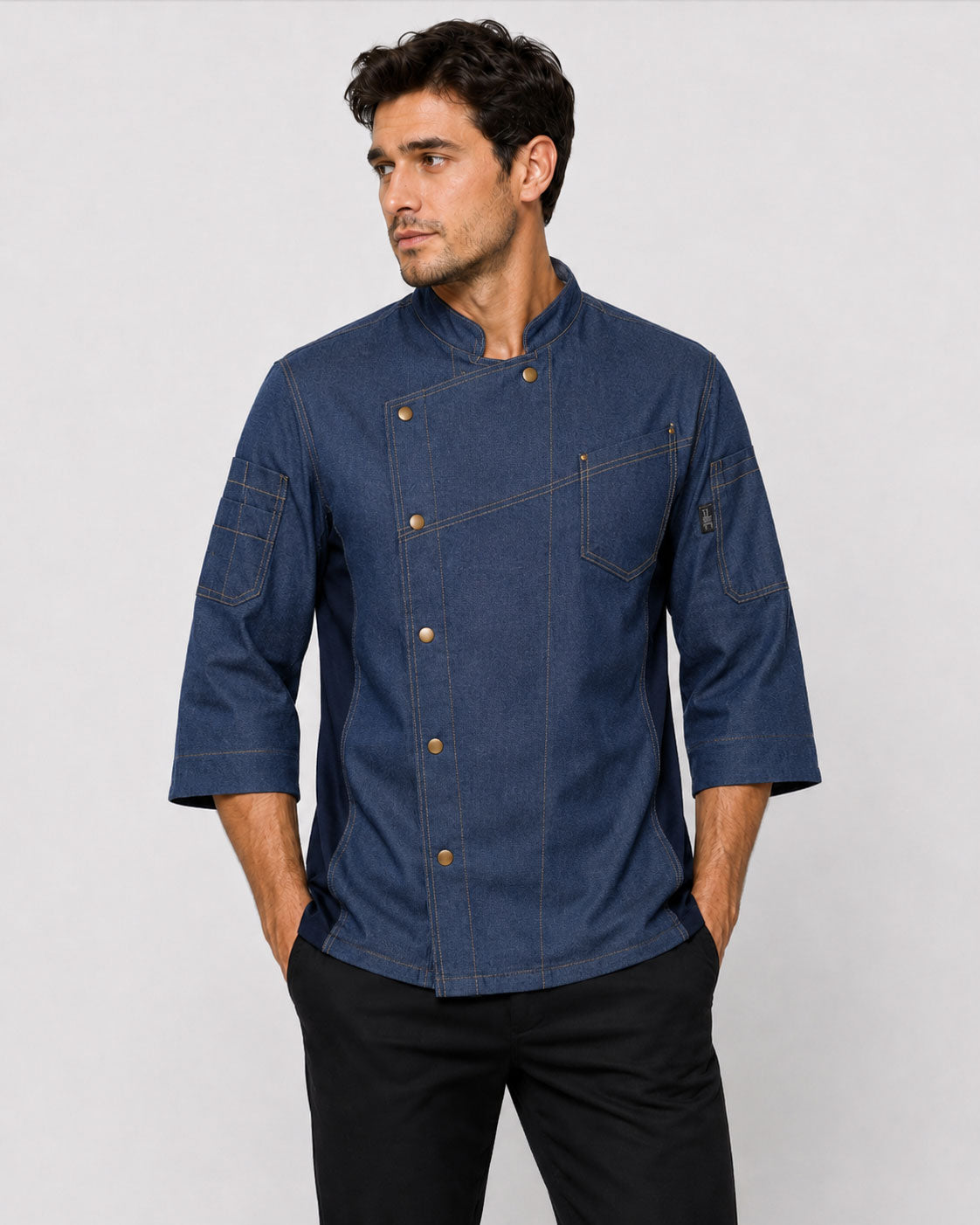 Modern Fit 3/4 Sleeve Cool Breeze Denim Chef Coat