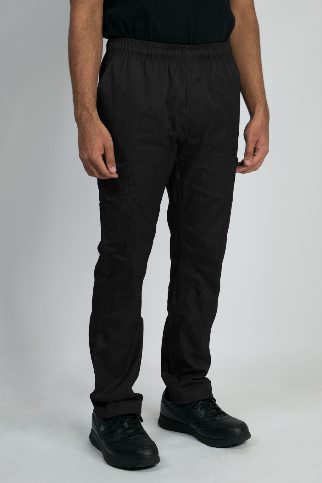 Modern Slim Fit Tactical Inspired Chef Pants with Elastic Waist, Zipper Fly and Cargo Pockets