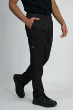 Modern Slim Fit Tactical Inspired Chef Pants with Elastic Waist, Zipper Fly and Cargo Pockets