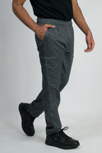 Modern Slim Fit Tactical Inspired Chef Pants with Elastic Waist, Zipper Fly and Cargo Pockets