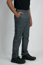 Modern Slim Fit Tactical Inspired Chef Pants with Elastic Waist, Zipper Fly and Cargo Pockets