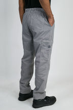 Modern Slim Fit Tactical Inspired Chef Pants with Elastic Waist, Zipper Fly and Cargo Pockets