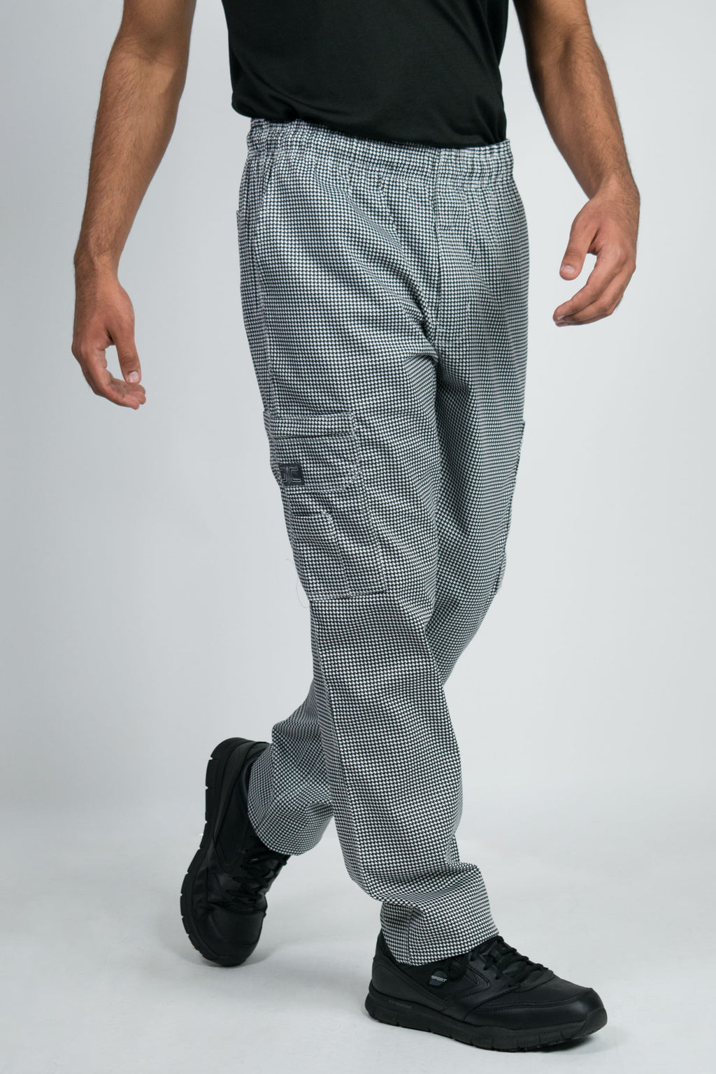 Modern Slim Fit Tactical Inspired Chef Pants with Elastic Waist, Zipper Fly and Cargo Pockets