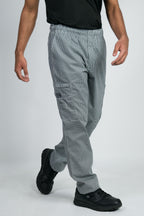 Modern Slim Fit Tactical Inspired Chef Pants with Elastic Waist, Zipper Fly and Cargo Pockets