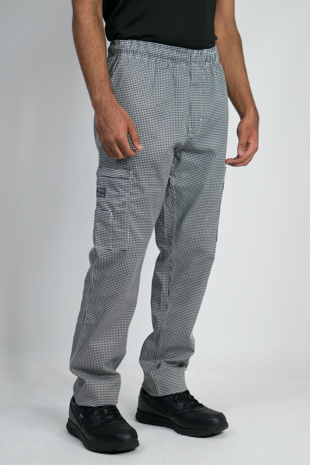Modern Slim Fit Tactical Inspired Chef Pants with Elastic Waist, Zipper Fly and Cargo Pockets