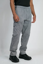 Modern Slim Fit Tactical Inspired Chef Pants with Elastic Waist, Zipper Fly and Cargo Pockets