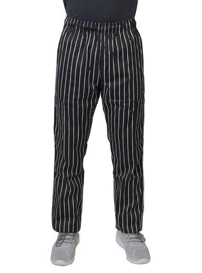 Unisex Modern Fit Chef Pants with Cargo Pockets, Elastic Waist, Core Colors