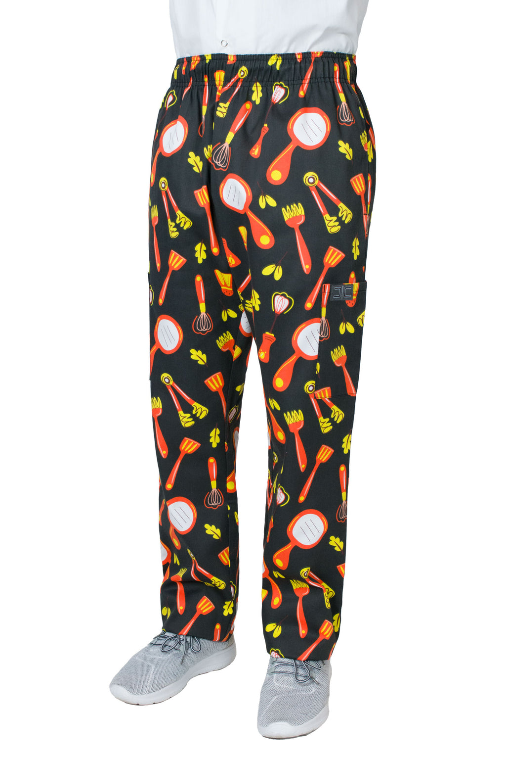 Unisex Modern Fit Chef Pants with Cargo Pockets, Elastic Waist