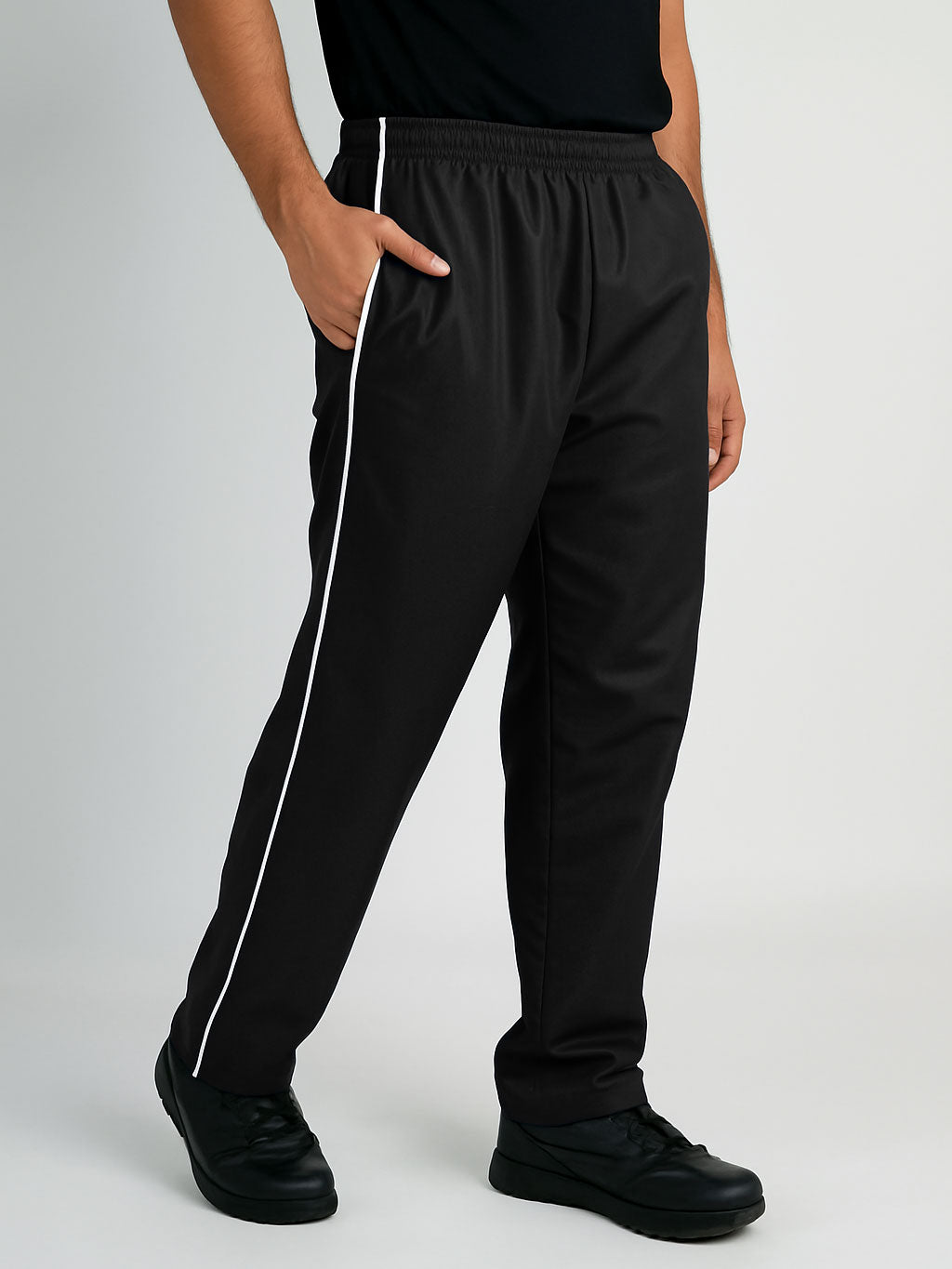 Classic Baggy Chef Pants with Athletic Piping and Elastic Waist