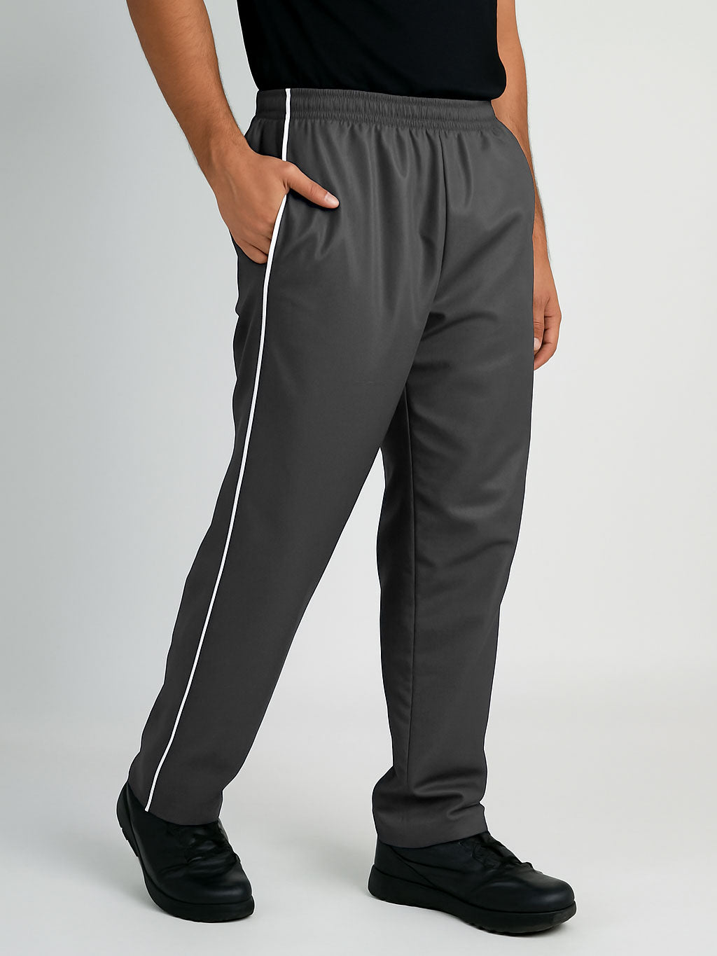 Classic Baggy Chef Pants with Athletic Piping and Elastic Waist