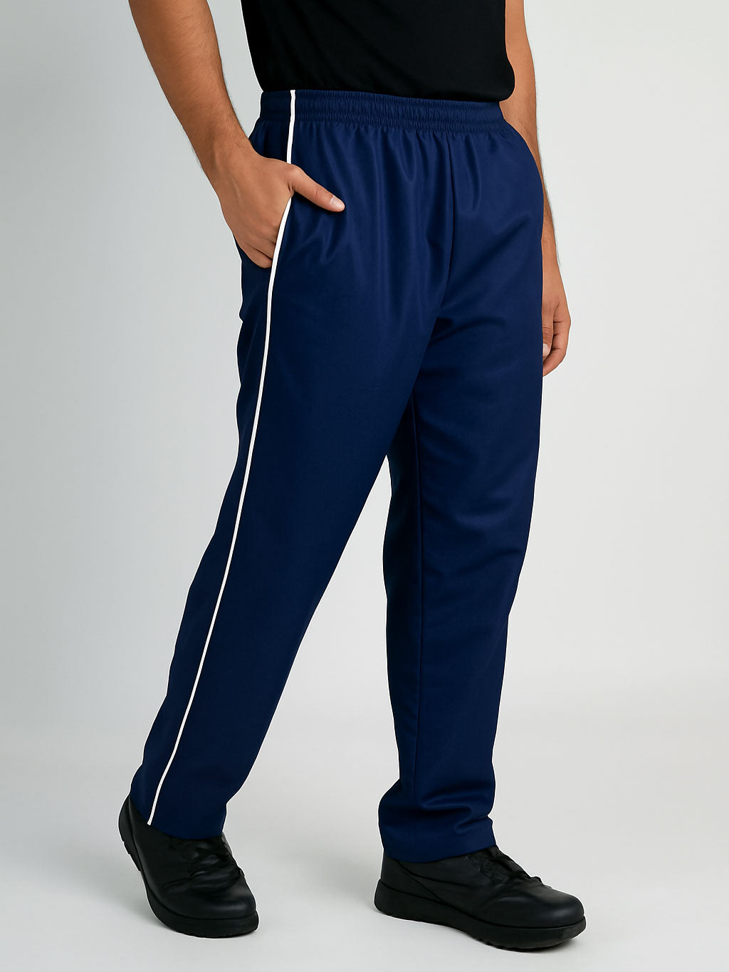 Classic Baggy Chef Pants with Athletic Piping and Elastic Waist