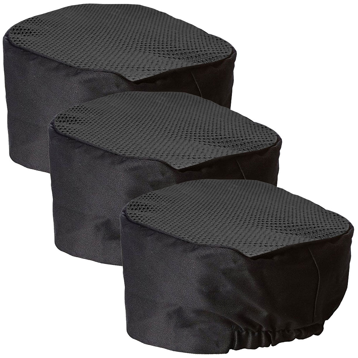 3-Pack Chef Code Mesh Cool Vent Chef Cap with Elastic