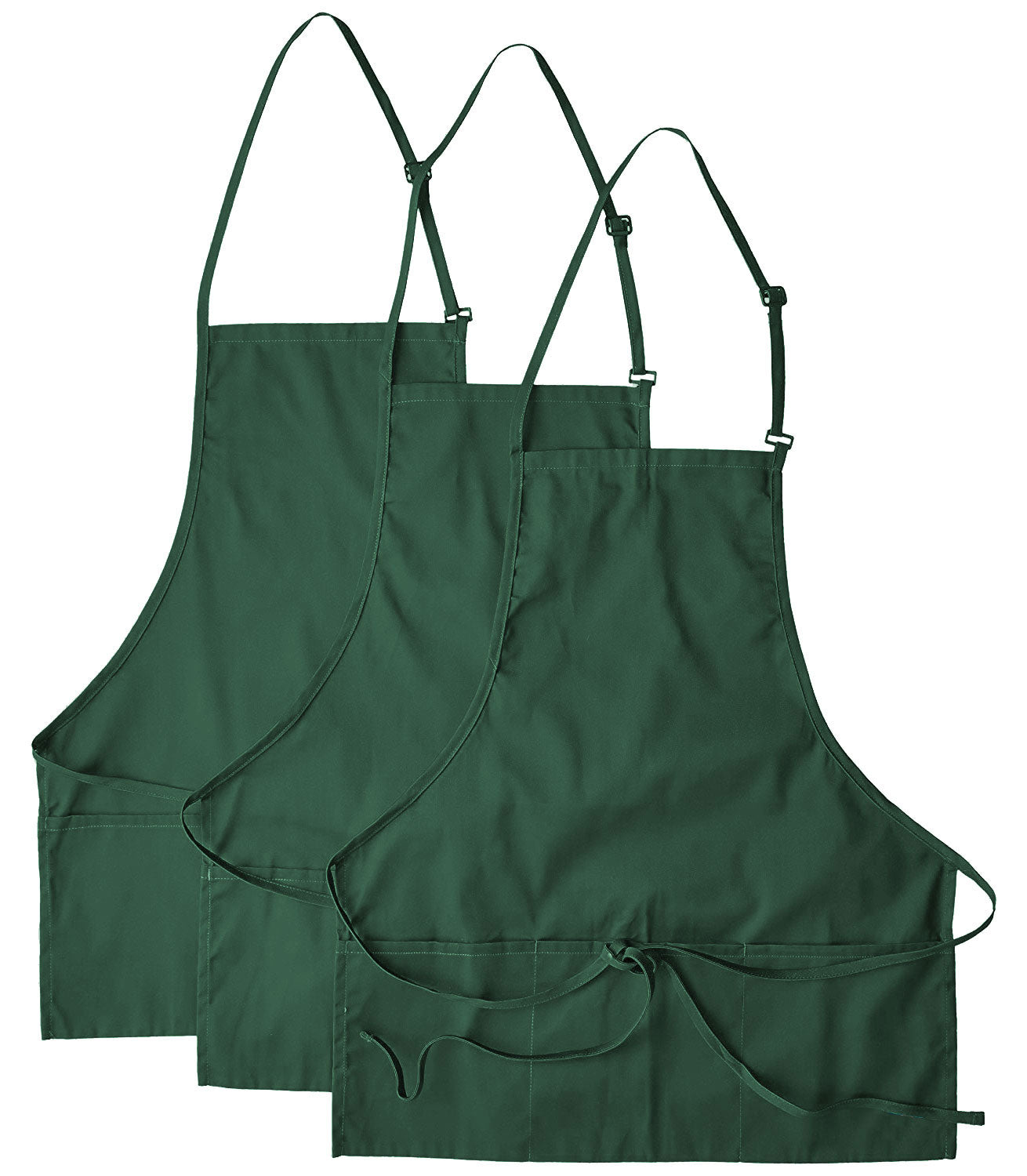 3-PACK Chef Code Adjustable Bib Apron 28" Long with 3 Pockets