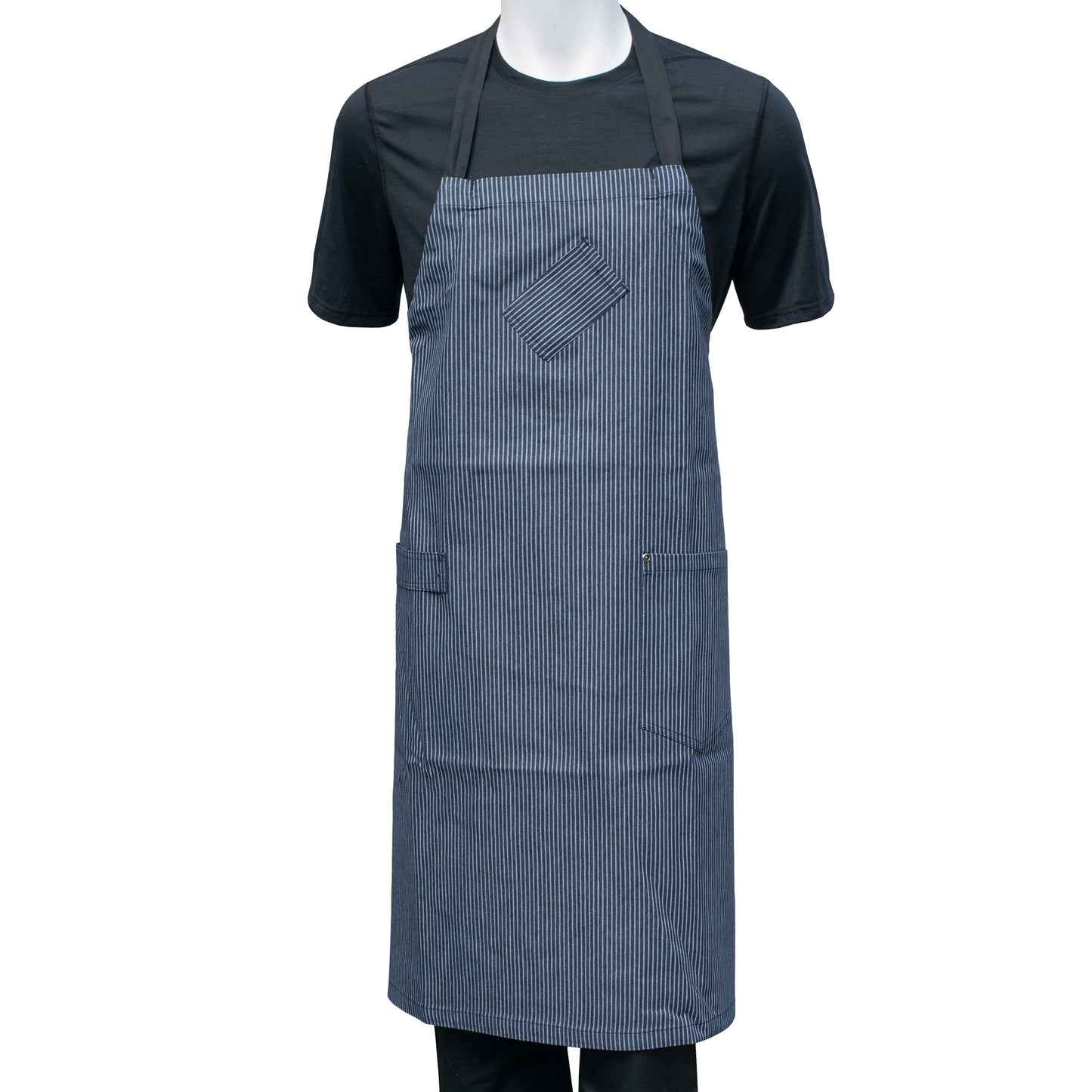 Chef Code 36" Denim Bib Apron with Adjustable Strap-BLUE