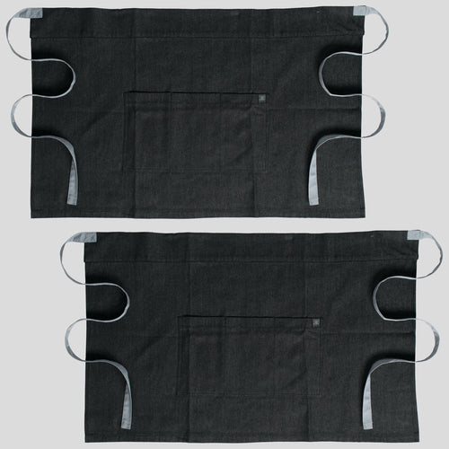 2-PACK Chef Code 24" Denim Waist Apron with Large 3-section Pocket