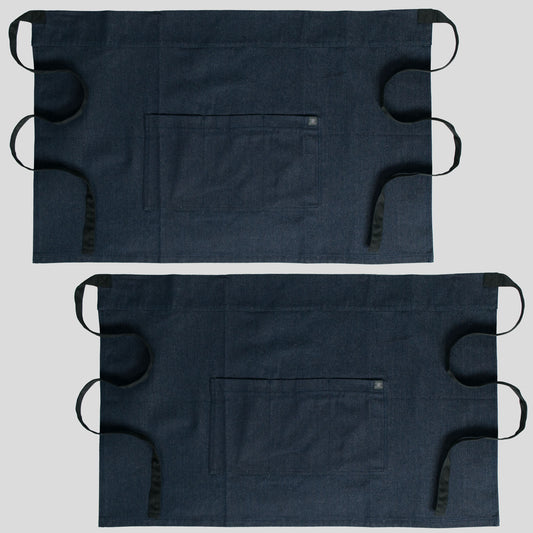 2-PACK Chef Code 24" Denim Waist Apron with Large 3-section Pocket