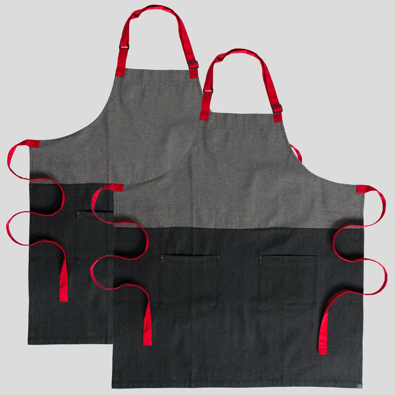 2-PACK Chef Code 34" Denim Apron with 2-Pockets and Adjustable Neck