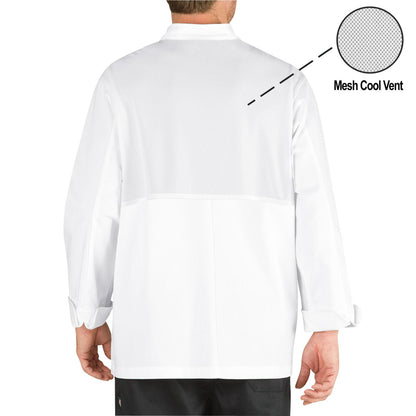 Lightweight Cool Breeze Chef Coat with Long-Sleeves and Mesh Vent Inlay