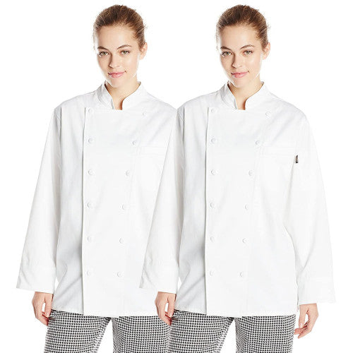 2-PACK Chef Code 100% Cotton Women's Executive Chef Coat 12 Button