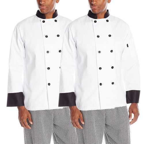 2-PACK Executive Chef Coat with Black Trim Unisex