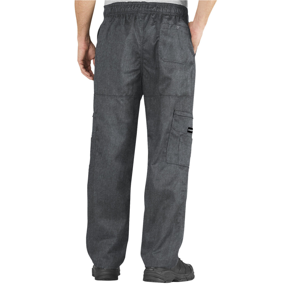 Baggy Cargo Chef Pants, Elastic Waist with Drawstring