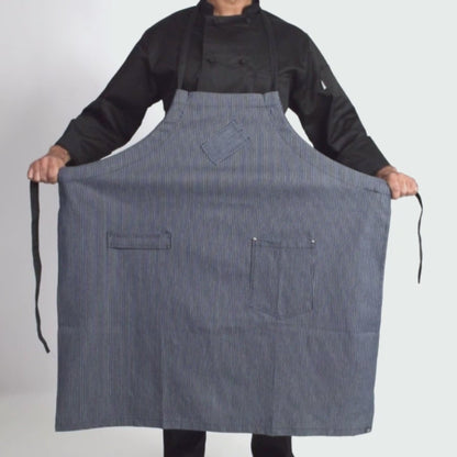 Chef Code 36" Denim Bib Apron with Adjustable Strap-BLUE